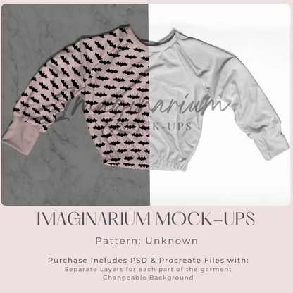 Oversized Raglan Sweater with Cinched Waist Mock Up, Realistic Clothing Mockup for Photoshop and Procreate