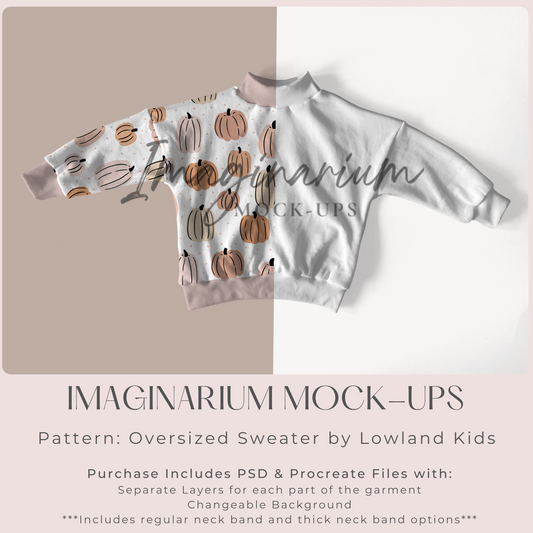 Oversized Sweater Thick and Normal Neckband Mock Up, Realistic Clothing Mockup for Photoshop and Procreate