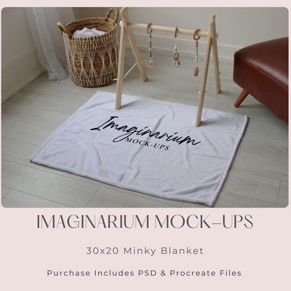Playmat Blankie Mock Up, Realistic 30x20 Minky Blanket Mockup for Photochop and Procreate