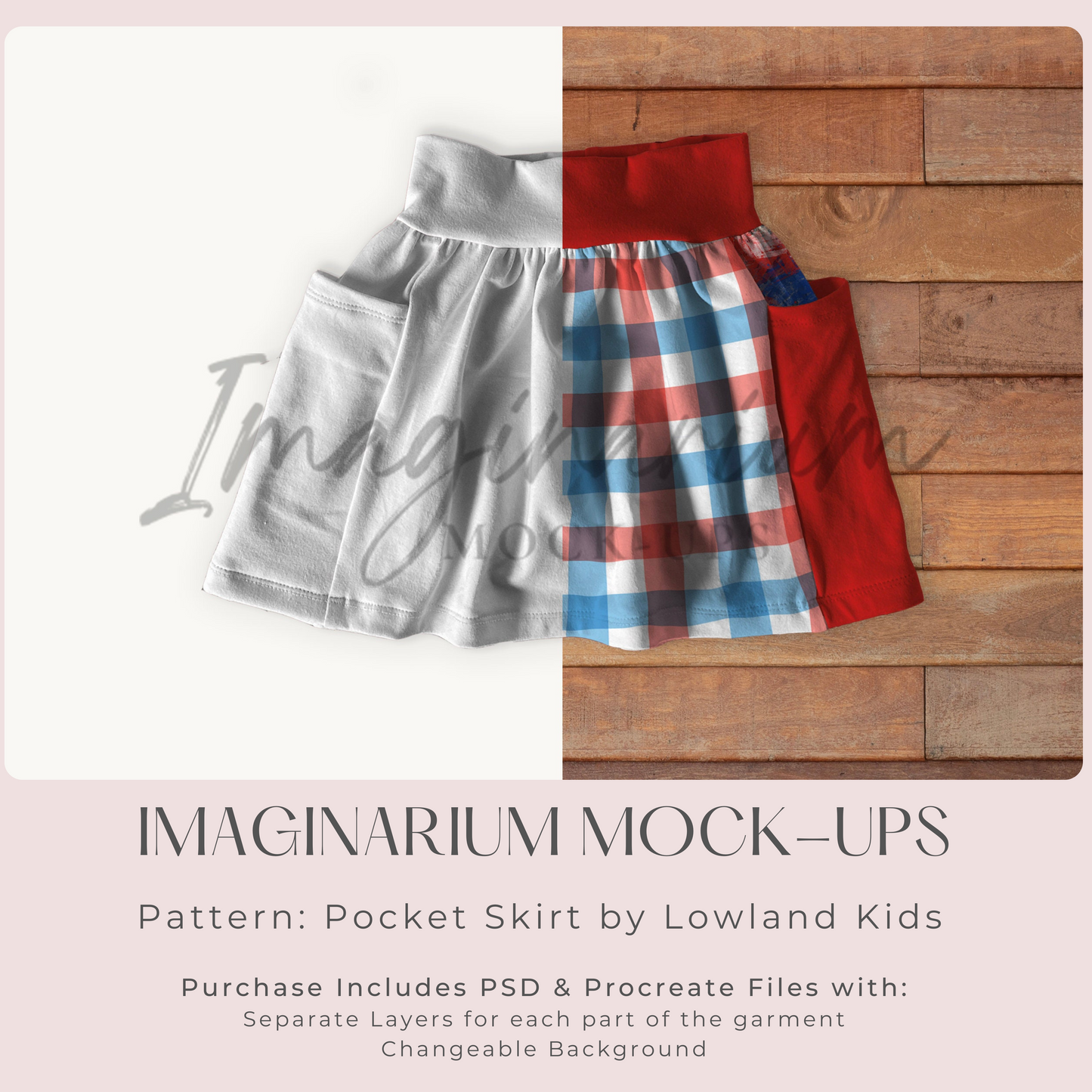 Pocket Skirt Mock Up, Realistic Mockup for Photoshop and Procreate