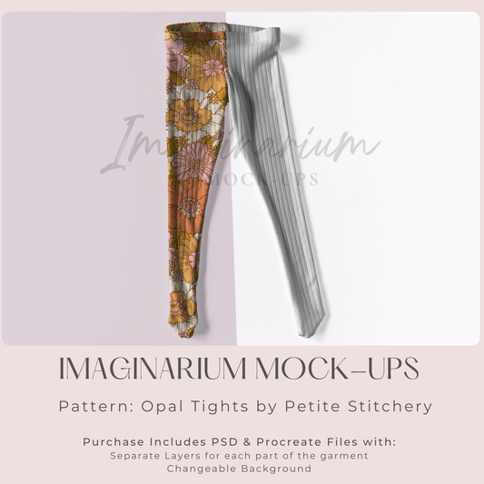 Ribbed  Opal Tights Mock Up, Realistic Clothing Mockup for Photoshop and Procreate