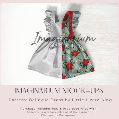 Ruffle Pinafore Dress Mock Up, Realistic Clothing Mockup for Photoshop and Procreate