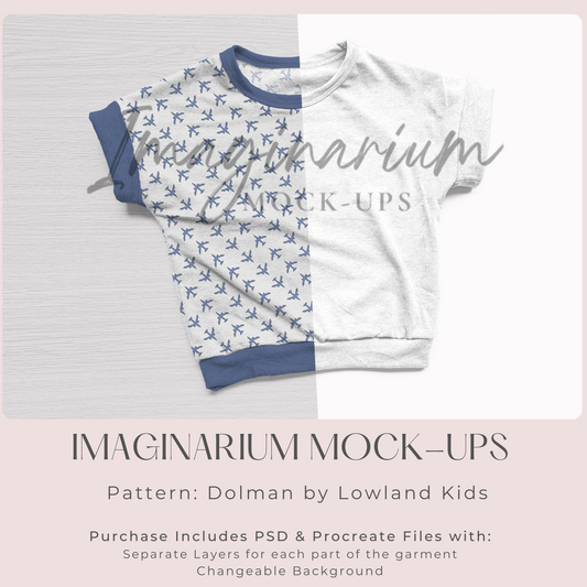 Short Sleeve Dolman Top Mock Up, Realistic Shirt Mockup for Photoshop and Procreate