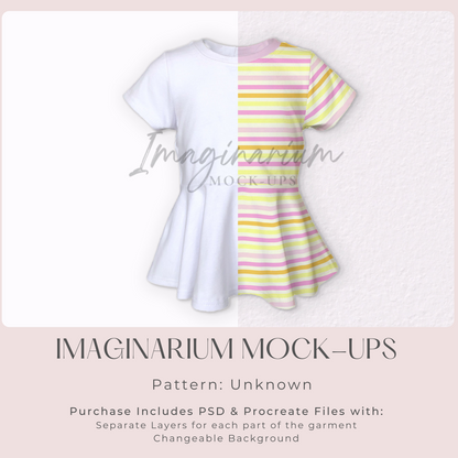 Short Sleeve Peplum Shirt Mock Up, Realistic Mockup for Photoshop and Procreate