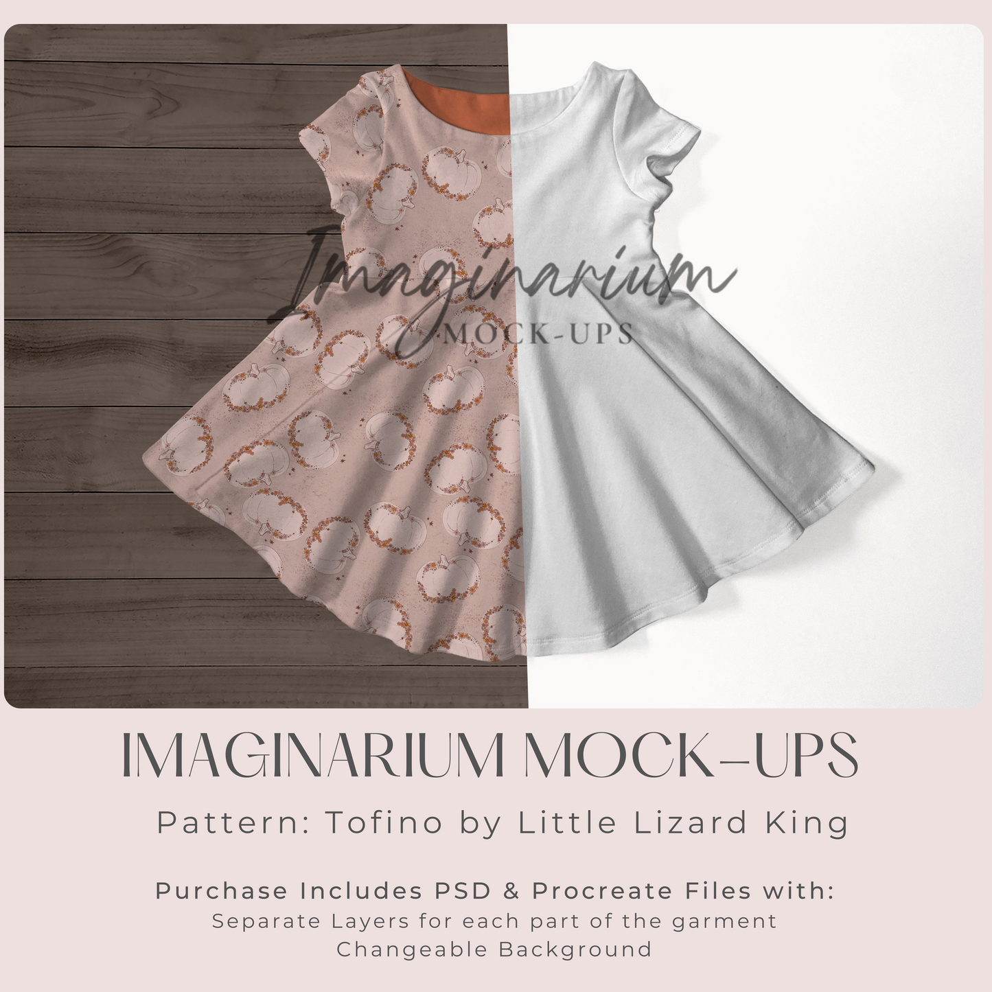 Short Sleeve Circle Skirt Tofino Dress Mock Up, Realistic Clothing Mockup for Photoshop and Procreate