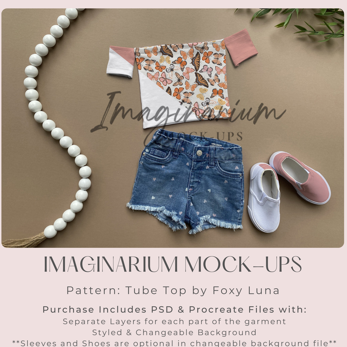 Styled Tube Top Outfit Mock Up, Realistic Mockup for Photoshop and Procreate