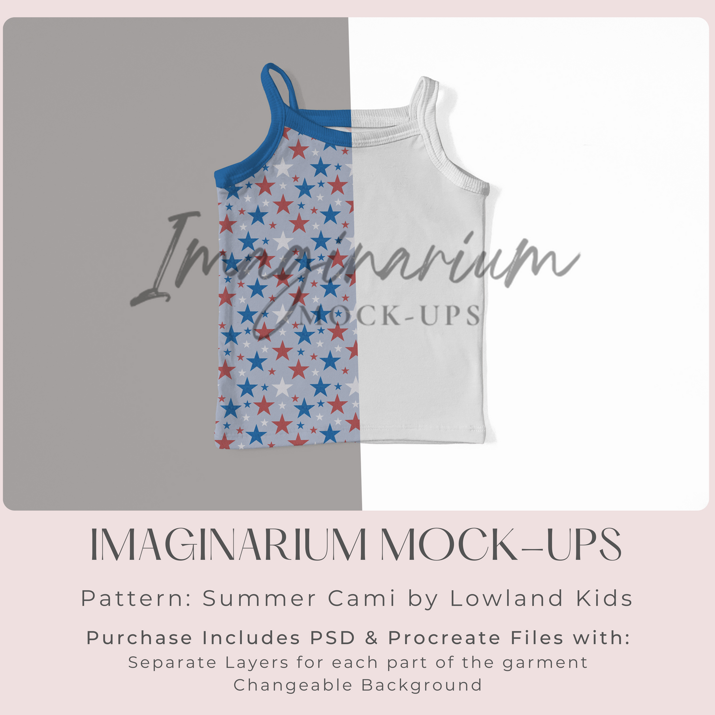 Summer Cami Tank Top Mock Up, Realistic Clothing Mockup for Photoshop and Procreate