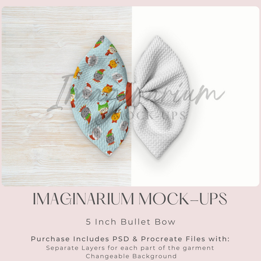 5 Inch Bullet Fabric Bow Mock Up, Realistic Mockup for Photoshop and Procreate
