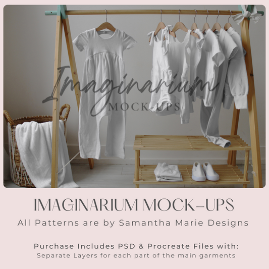 Clothing Rack Hanging Clothes Display Mockup, Samantha Marie Designs Capsule Collection, Realistic Clothing Mock Up for Photoshop and Procreate