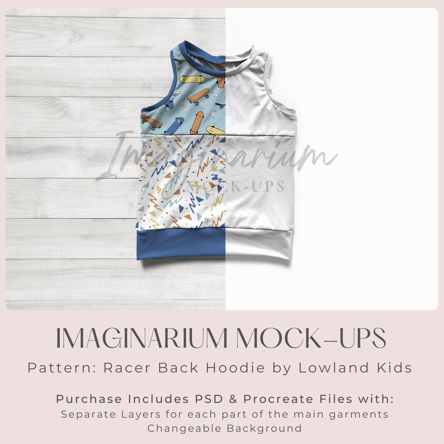 Color block Tank Top Mock Up, Realistic Clothing Mockup for Photoshop and Procreate