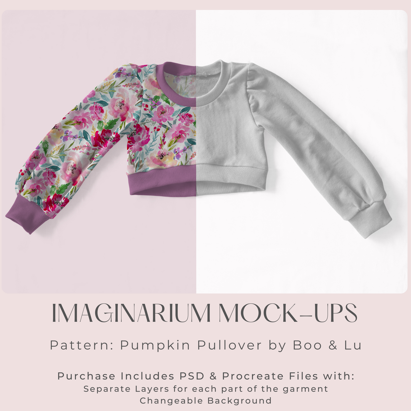 Long Sleeve Cropped Sweater Mock Up, Realistic Clothing Mockup for Photoshop and Procreate