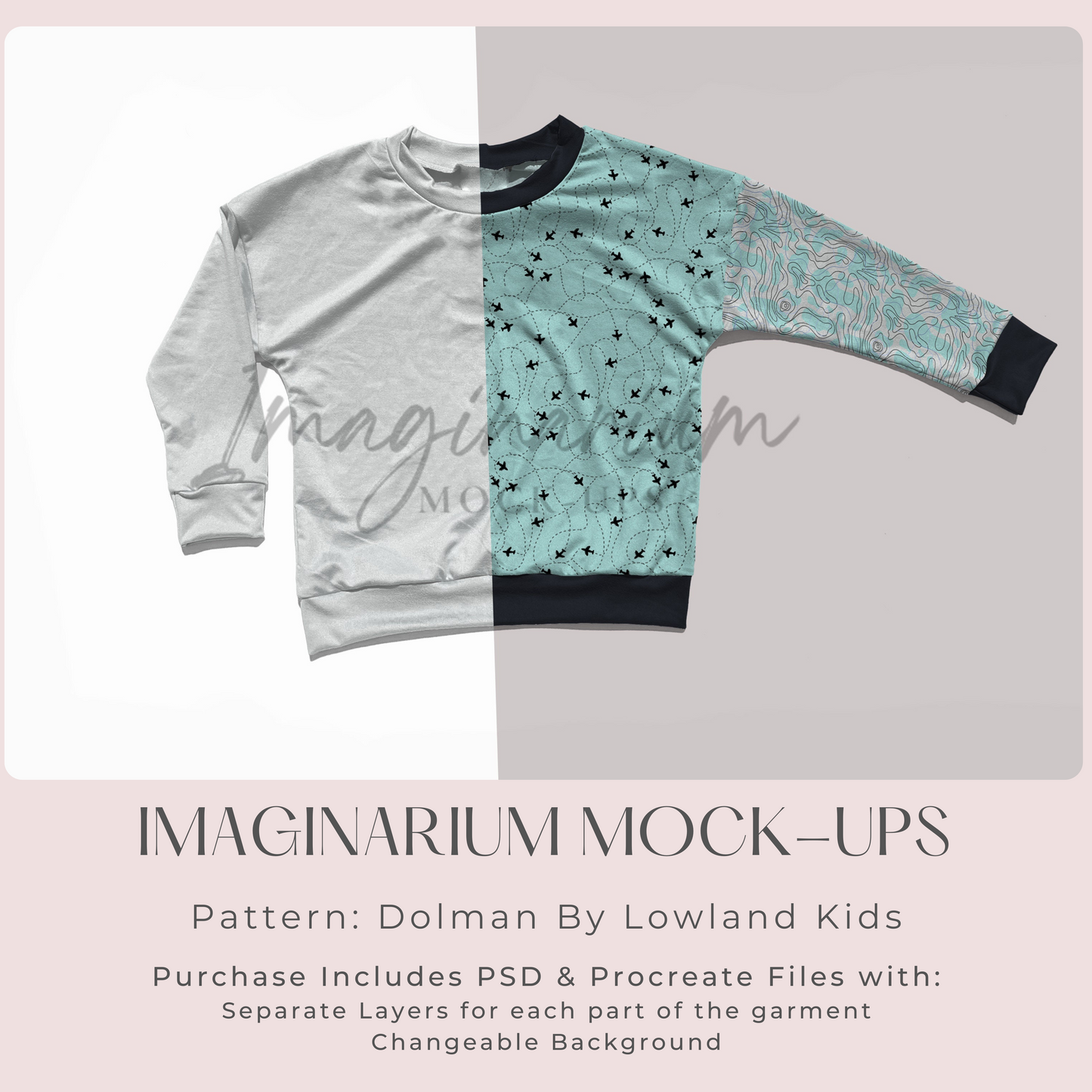 Long Sleeve Dolman Top Mock Up, Realistic Mockup for Photoshop and Procreate
