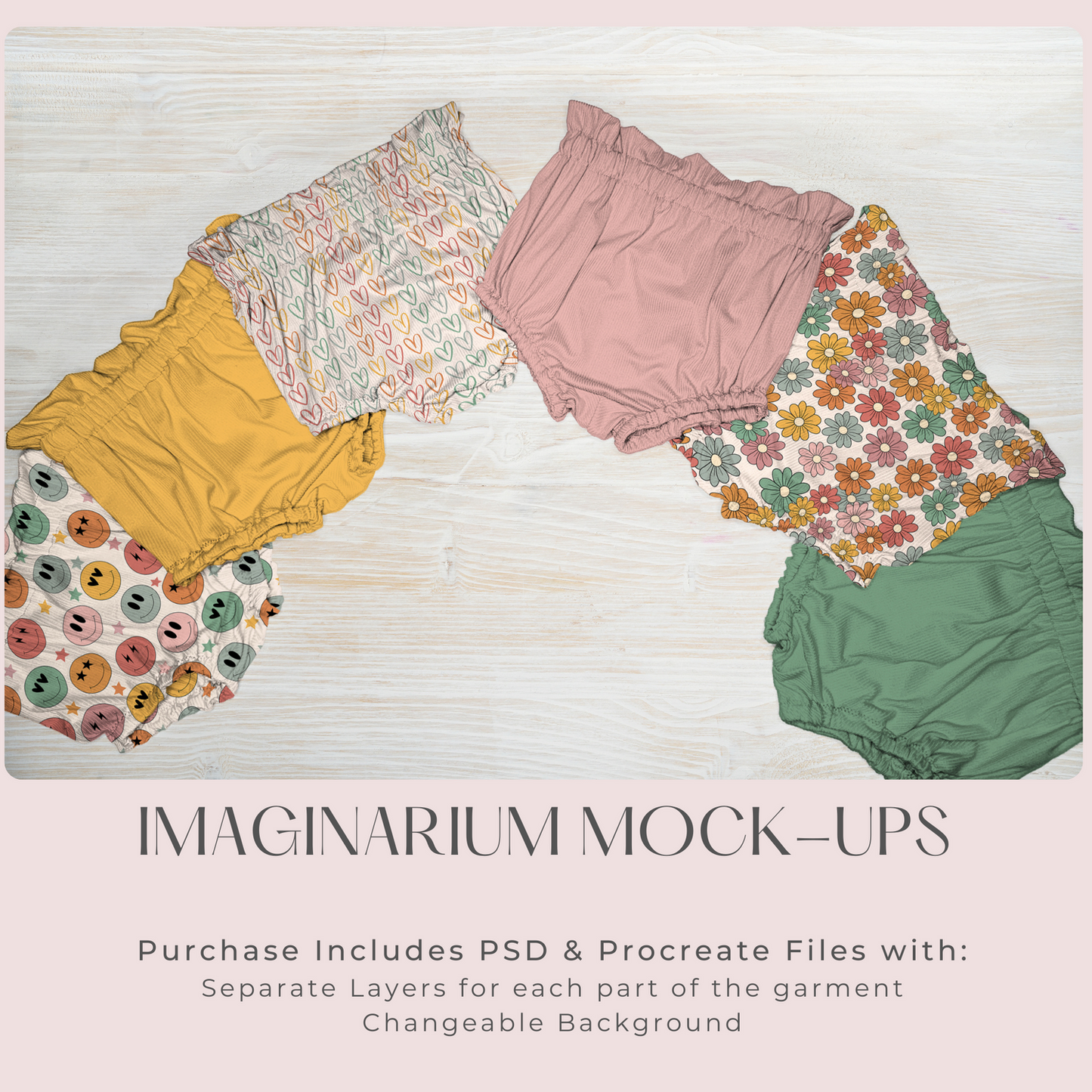 Bloomers Rainbow Mock Up, Realistic Clothing Mockup for Photoshop and Procreate