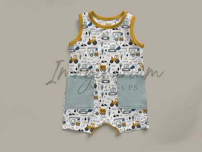 Pocket Tank Romper Mock Up, Realistic Clothing Mockup for Photoshop and Procreate