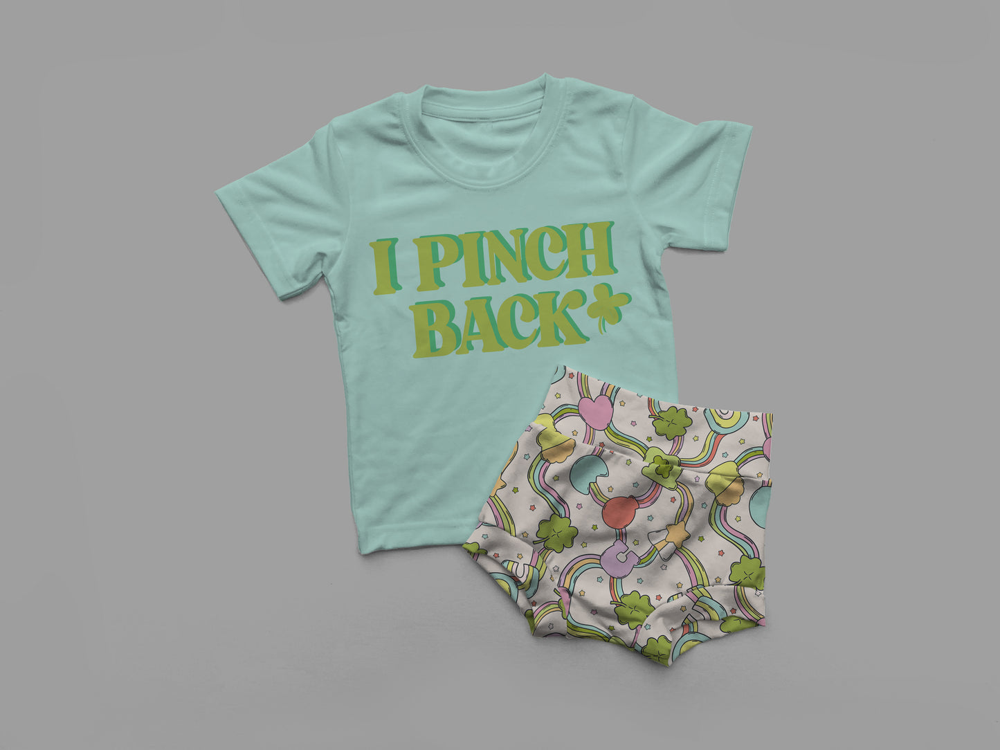 Bummies and Short Sleeve T-Shirt Outfit Mock Up, Realistic Clothing Mockup for Photoshop and Procreate