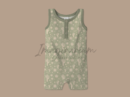 Henley Tank Romper Mock Up, Realistic Clothing Mockup for Photoshop and Procreate