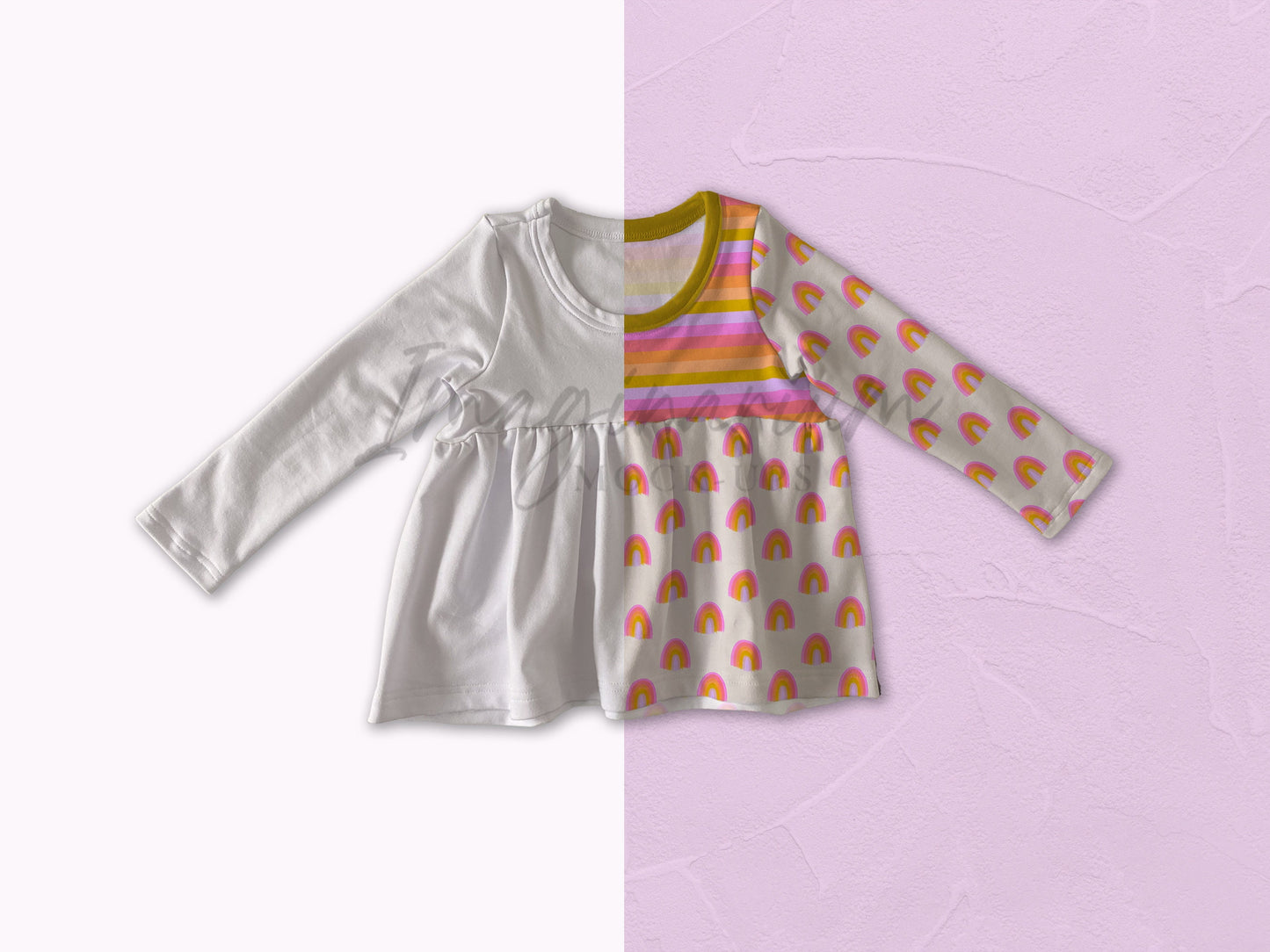 Long Sleeve Peplum Shirt Mock Up, Realistic Clothing Mockup for Photoshop and Procreate