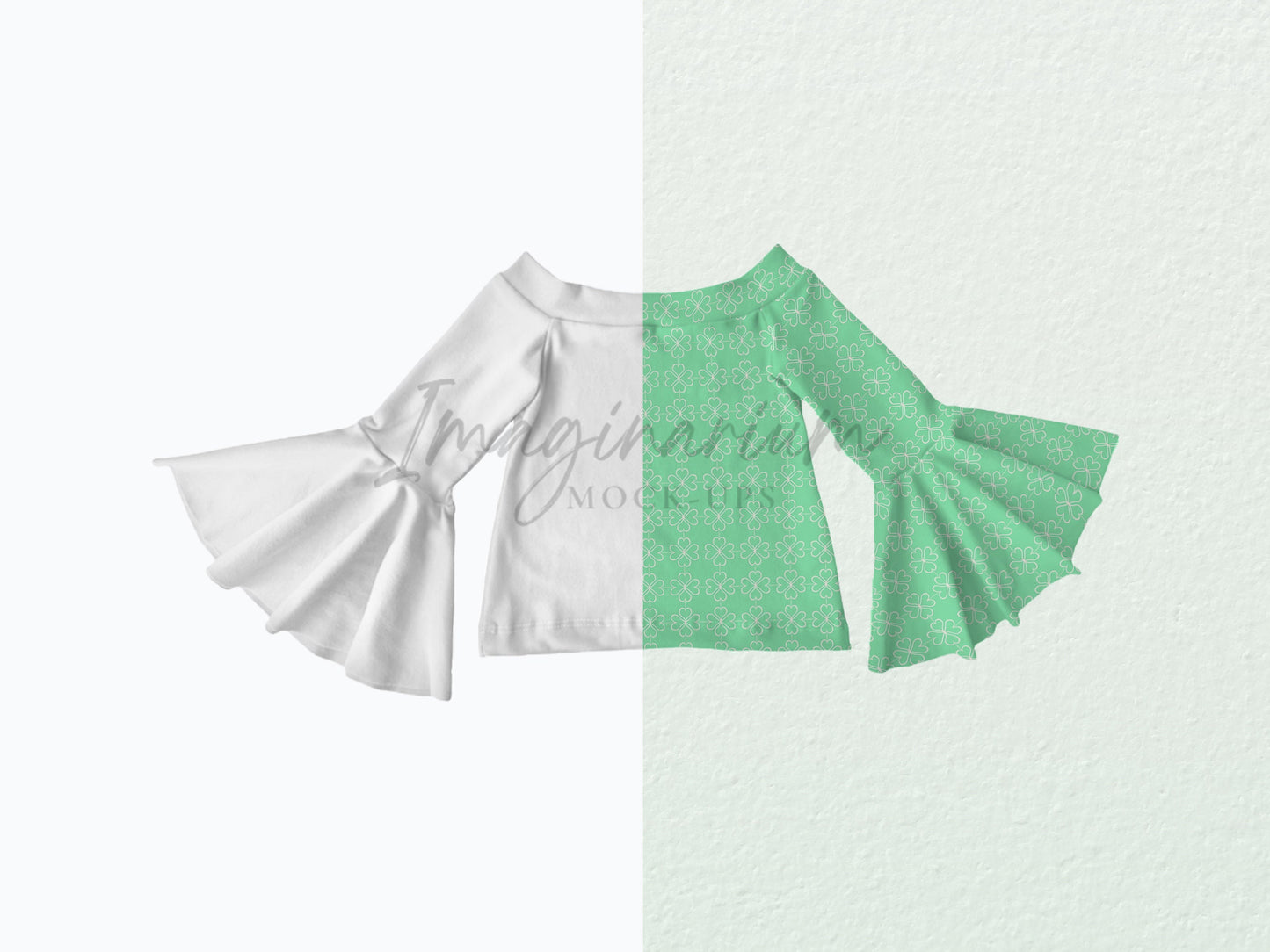 Off Shoulder Long Bell Sleeve Top Mock Up, Realistic Clothing Mockups for Photoshop and Procreate