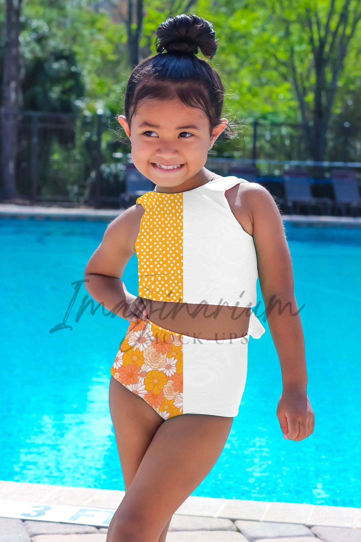 Modeled Reversible Two Piece Swimsuit Mock Up,  Realistic Clothing Mockup for Photoshop and Procreate