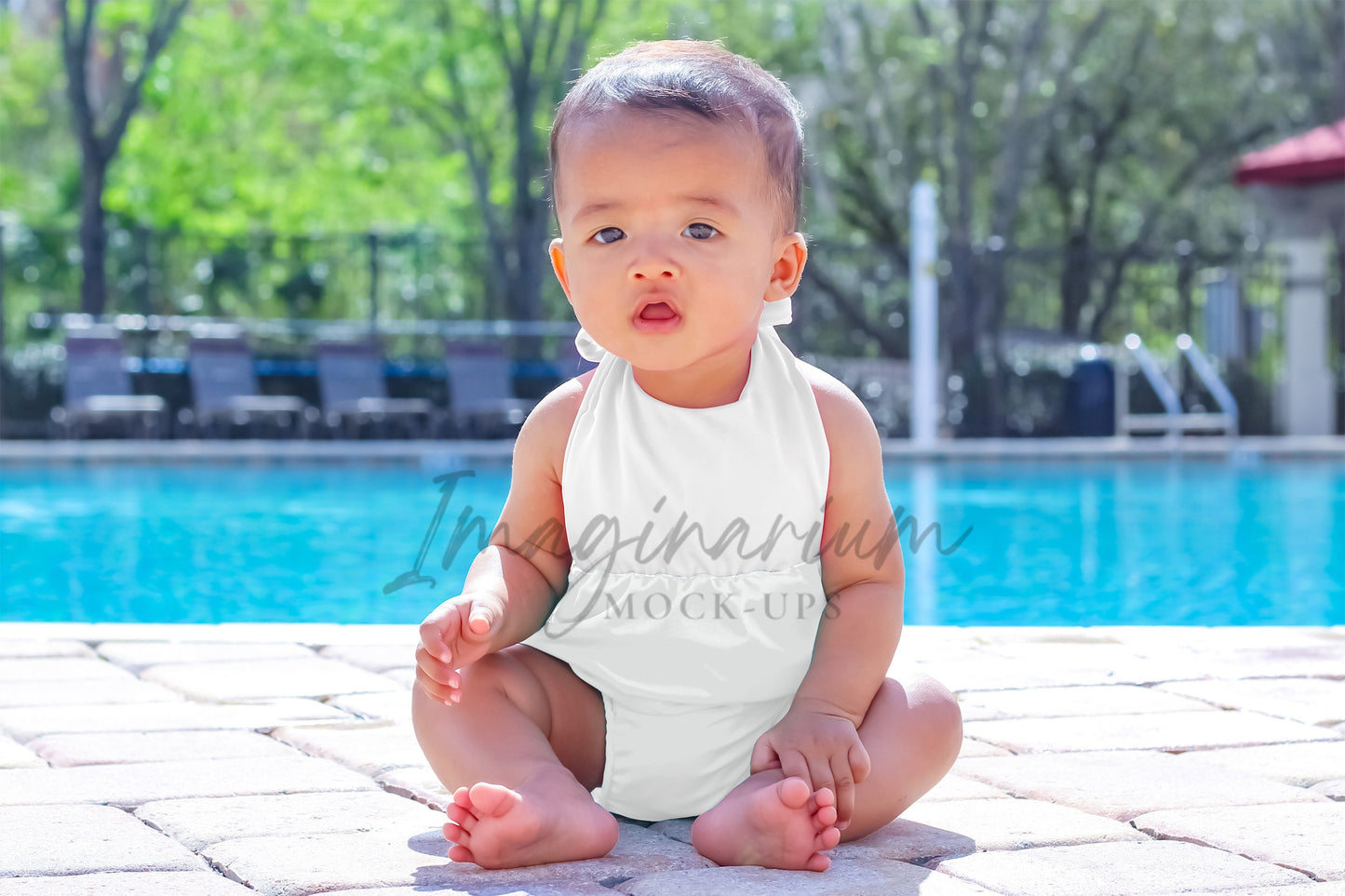 Modeled Bubble Romper Swimsuit Mock Up, Realistic Clothing Mockup for Photoshop and Procreate