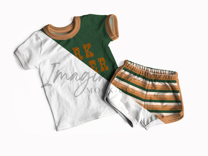 Track Shorts and Ringer Tee Outfit Mock Up, Realistic Clothing Mockup for Photoshop and Procreate