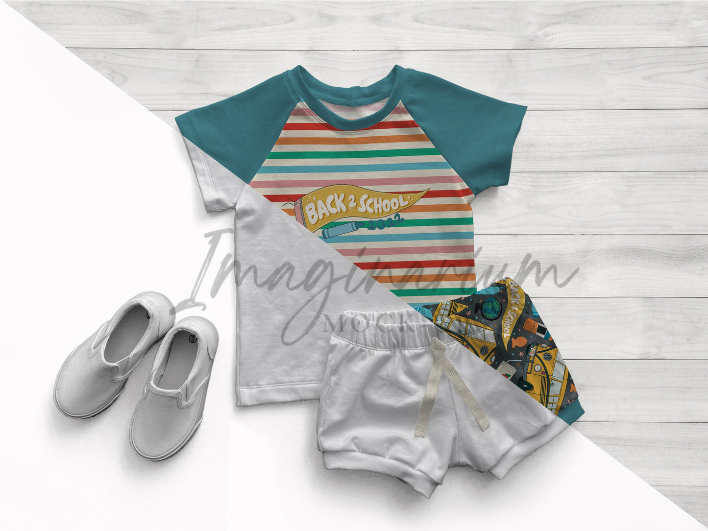 Raglan Top and Shorts Outfit Mock Up, Realistic Clothing Mockup for Photoshop and Procreate