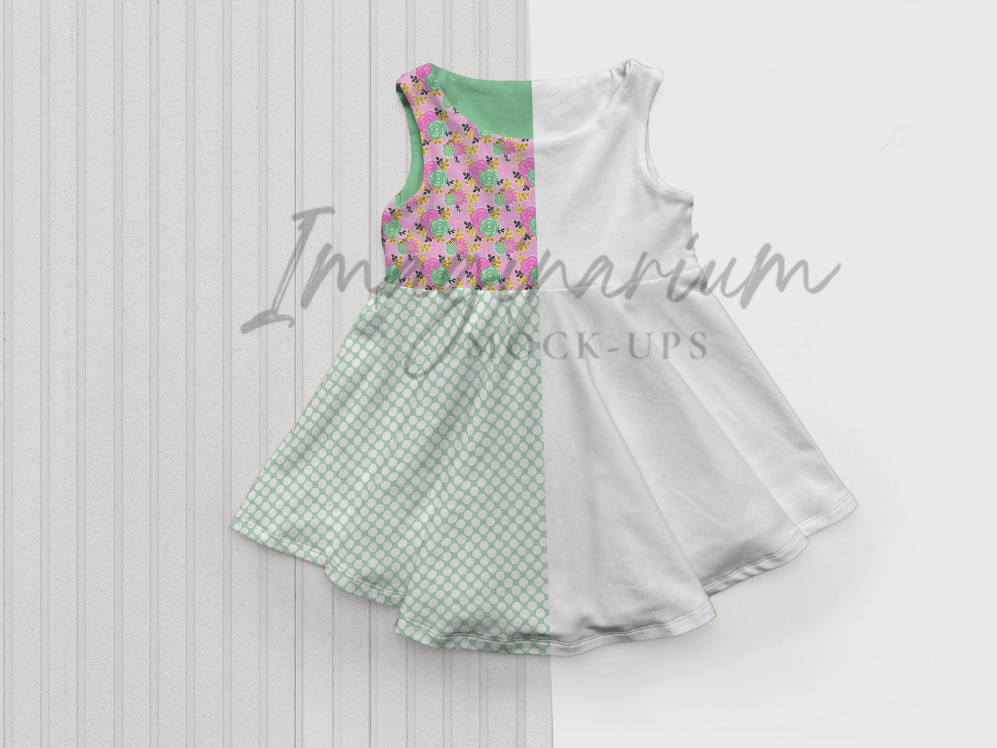 Sleeveless Tofino Circle Skirt Dress Mock Up, Realistic Mockup for Photoshop and Procreate