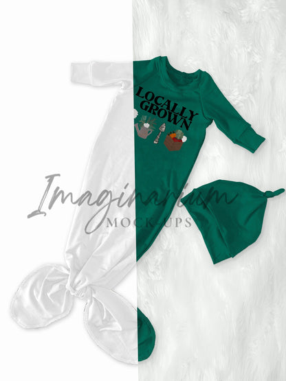 Baby Knotted Gown and Hat Mock Up, Realistic Mockup for Photoshop and Procreate