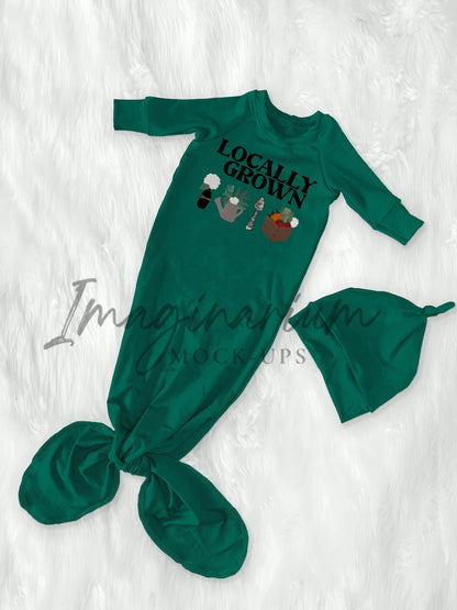 Baby Knotted Gown and Hat Mock Up, Realistic Mockup for Photoshop and Procreate