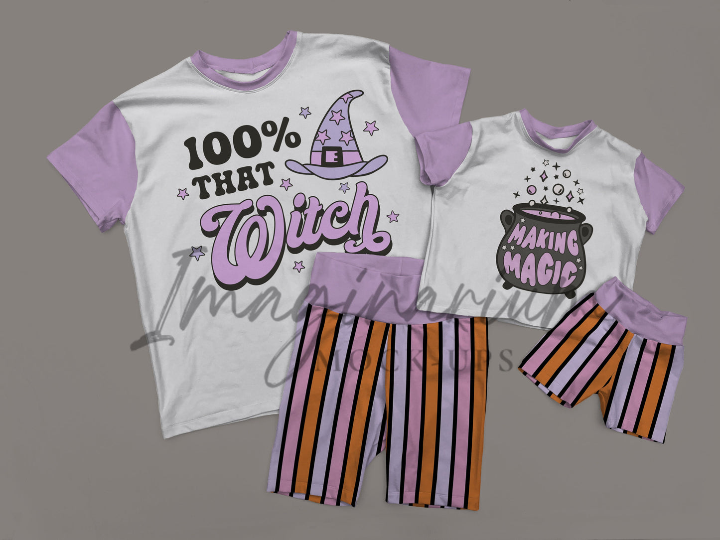 Mommy and Me Oversized T-Shirt and Biker Shorts Outfit Mock Up, Realistic Clothing Mockup for Photoshop and Procreate