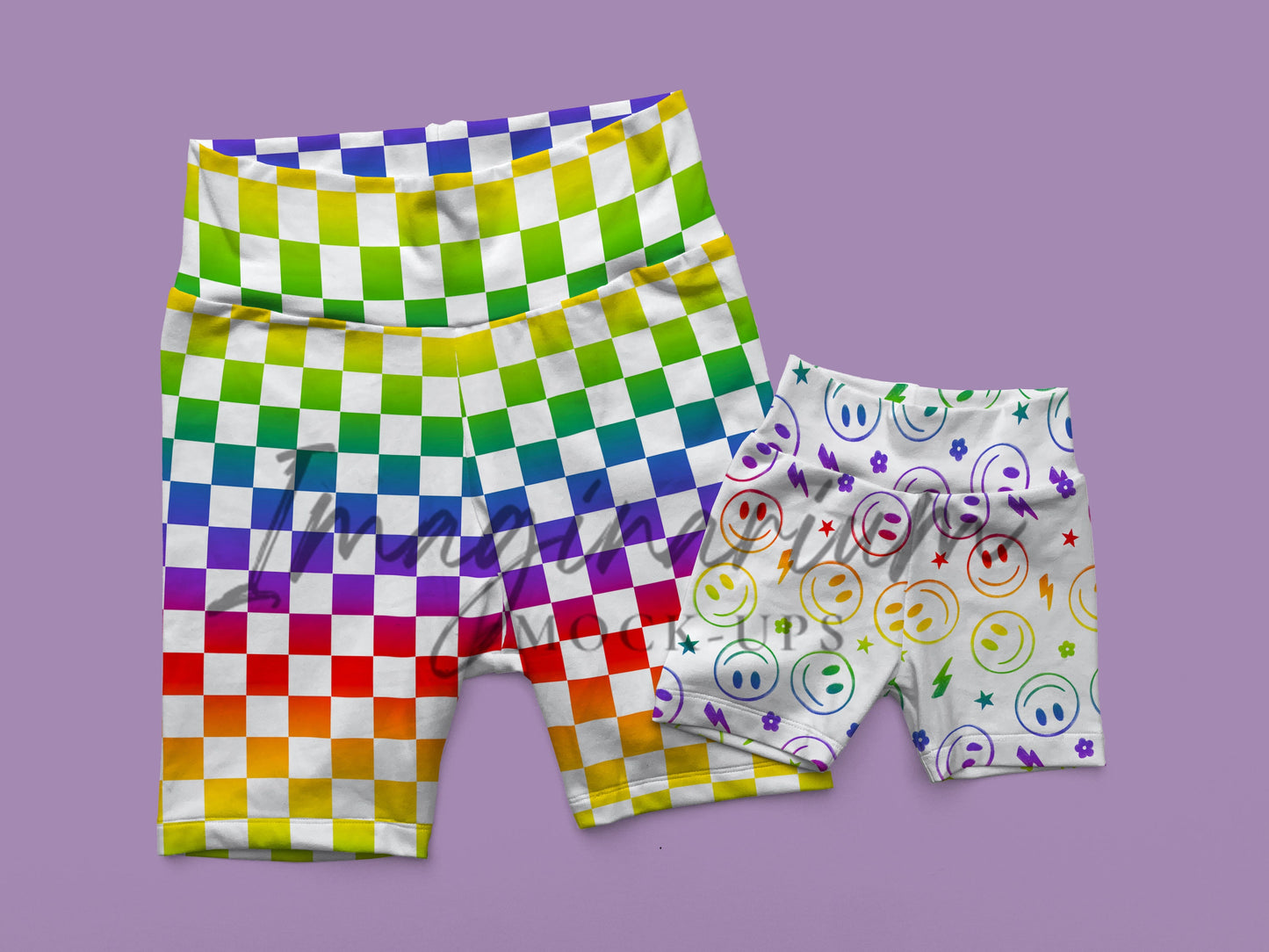 Mommy and Me Biker Shorts Mock-up, Adult and Kids Bike Shorts, Realistic mockup for Photoshop and Procreate