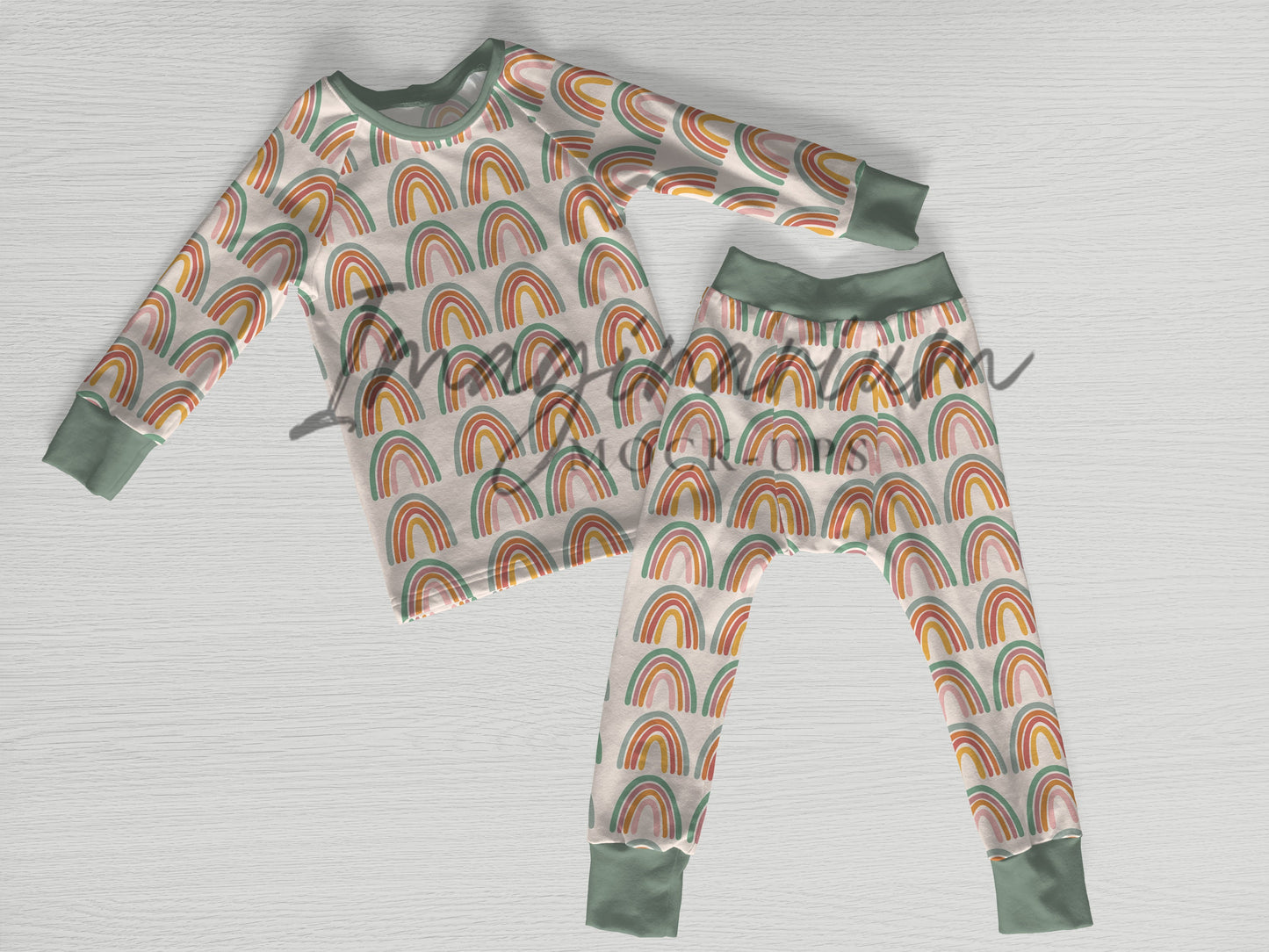 Raglan Pajama Shirt and Pants Set Mockup, Realistic Photoshop Mock Up for Photoshop and Procreate