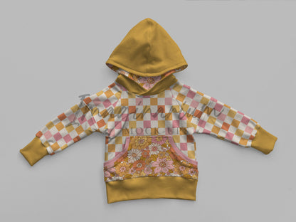 Hooded Raglan Knox Sweatshirt Mockup, Realistic Clothing Mock Up for Photoshop and Procreate
