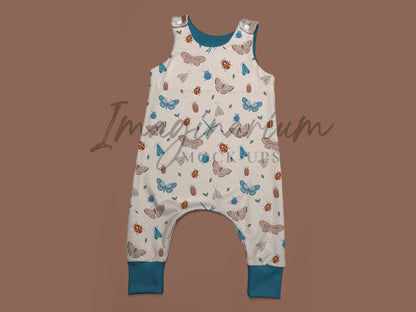 Harem Romper Snap Overall Mock Up, Realistic Clothing Mockup for Photoshop and Procreate
