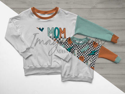 Adult and child Long Sleeve Dolman Sweater Mock Up, Realistic Clothing Mockup for Photoshop and Procreate