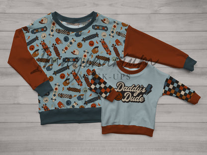 Adult and child Long Sleeve Dolman Sweater Mock Up, Realistic Clothing Mockup for Photoshop and Procreate