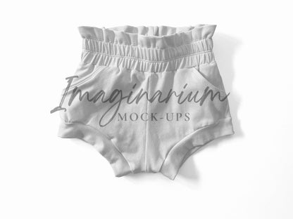 Paperbag Waist Pocket Shorties Shorts Mock Up, Realistic Clothing Mockup for Photoshop and Procreate
