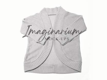 Waffle Knit Cocoon Cardigan Sweater Mockup, Realistic Clothing Mock Up for Photoshop and Procreate