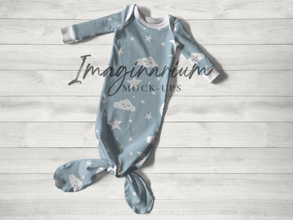 Lapneck Knotted Baby Gown Mock Up, Realistic Clothing Mockups for photoshop and Procreate