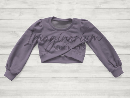 Tulip Front Long Sleeve Cropped Sweater Mock Up, Realistic Clothing Mockup for Photoshop and Procreate