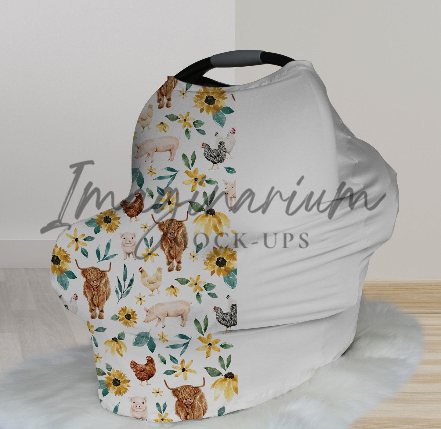 Car Seat Cover Mockup, Nursing Cover Mockup, Realistic Mock Up for Photoshop and Procreate