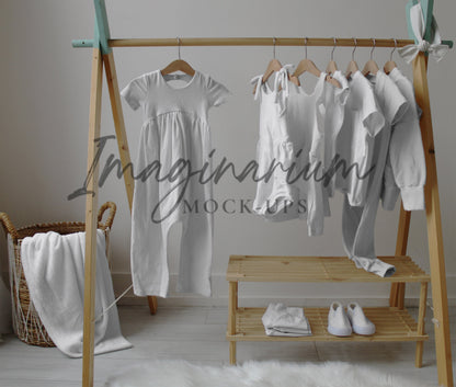 Clothing Rack Hanging Clothes Display Mockup, Samantha Marie Designs Capsule Collection, Realistic Clothing Mock Up for Photoshop and Procreate